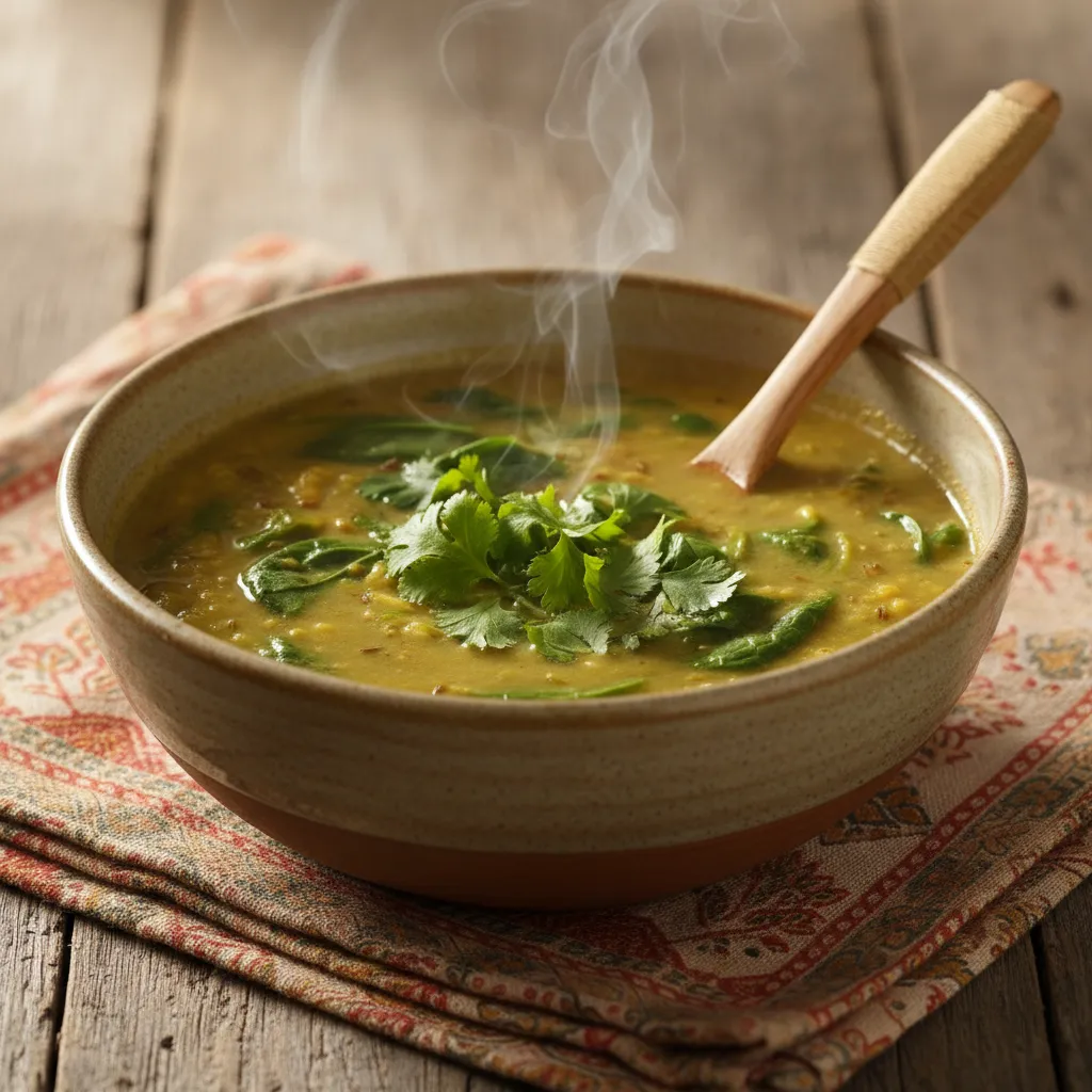 Soupe mung dal aux épinards