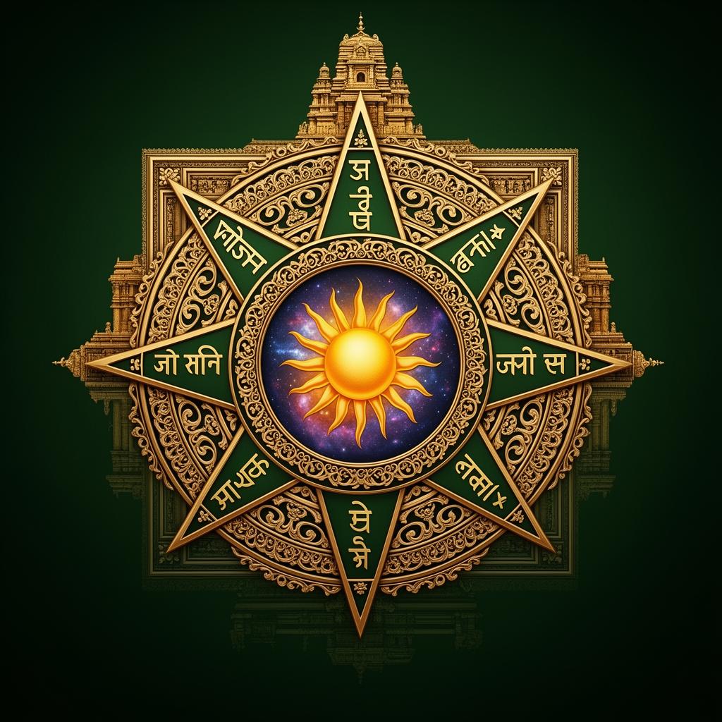 Boussole des 8 directions du Vastu Shastra avec déités