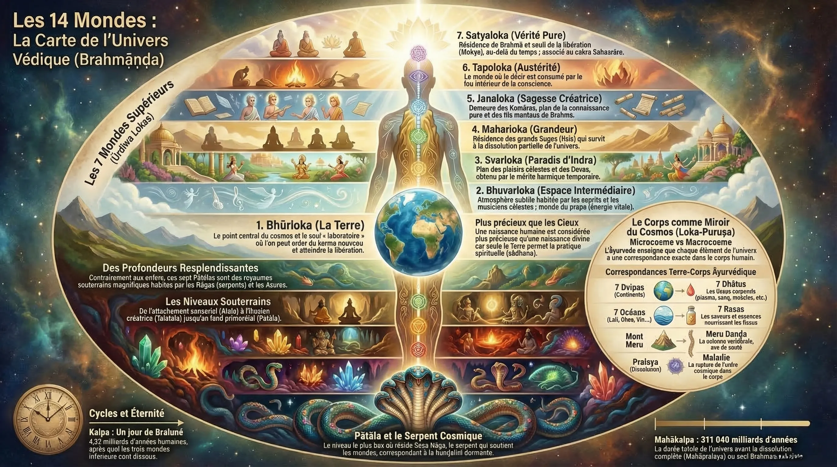 Les quatorze Lokas — la carte complète de l'univers védique