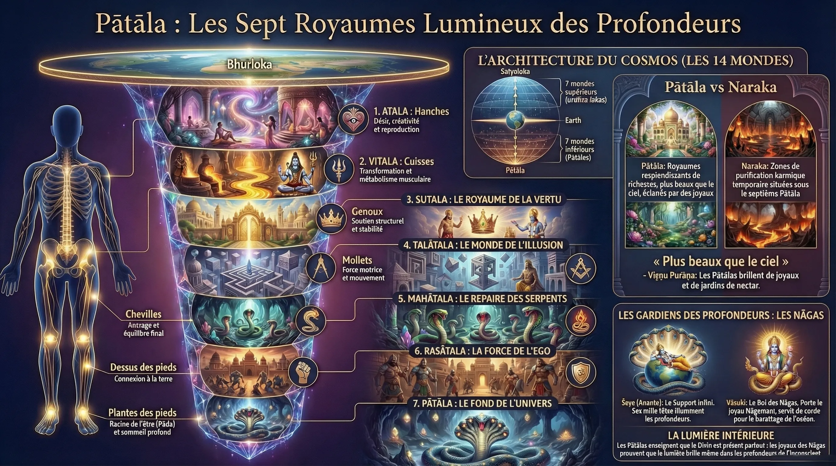 Les Pātālas — les sept mondes inférieurs de la cosmologie védique