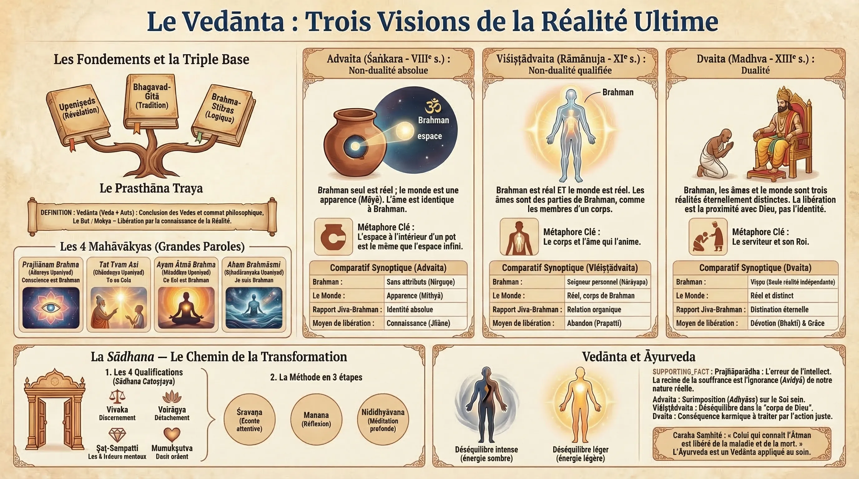 Les trois écoles du Vedānta — Advaita, Viśiṣṭādvaita, Dvaita