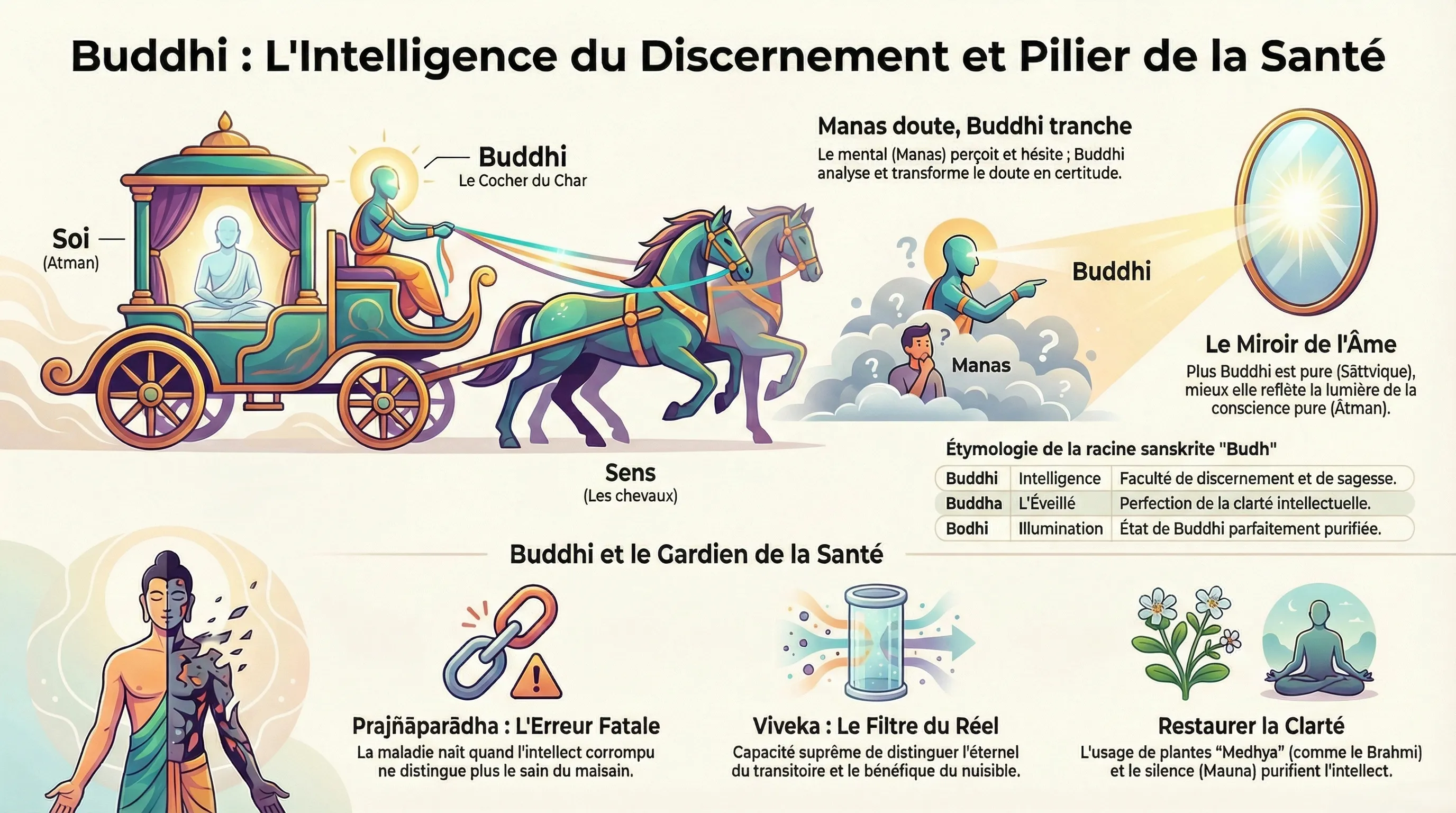 Illustration de Buddhi, l'intelligence discriminative dans la tradition védique