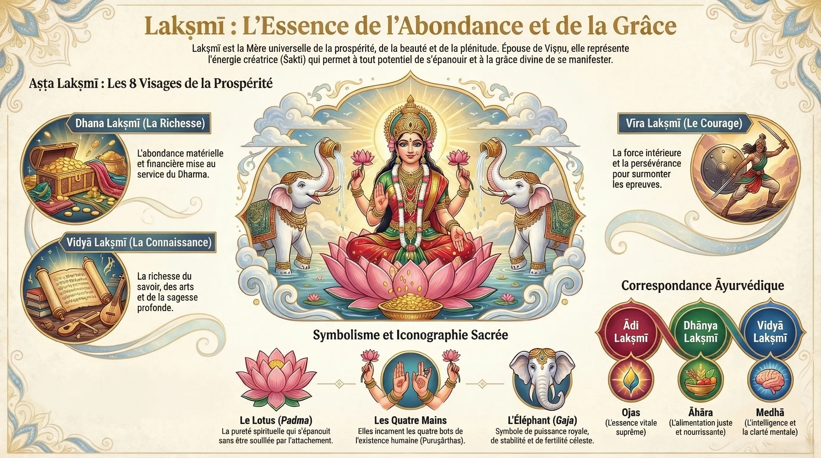 Illustration de Lakṣmī, déesse de la prospérité et de l'abondance